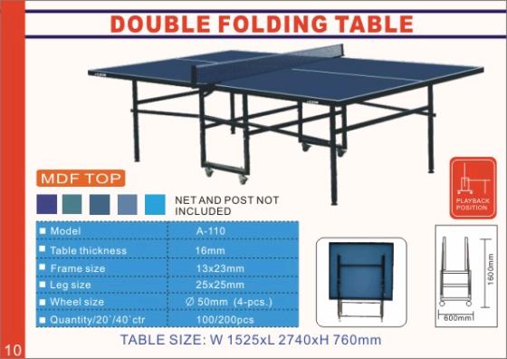 double folding table tennis table
