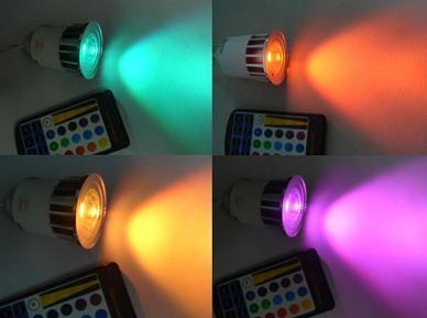 MR16 , GU10,E27 RGB LED spotlight with remote