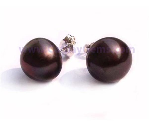 Genuine Freshwater White, Pink, Mauve, Black or Silver Grey Pearl Stud Earrings in a 925 Sterling Silver Setting