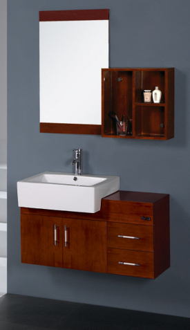 Wood bathroom cabinet
