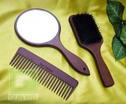 wooden comb & mirror set