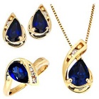 Sterling Silver synthetic Sapphire & Diamond Cubic Zircon Sets