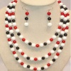 The 6-9mm coral beads & tridacna necklace & earring set