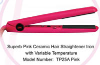 Superb Pink Ceramic Hair Straightener Iron with Variable Temperature