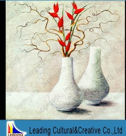 ceramic porcelain handmade original canvas flower vase oil painting - S- 