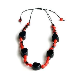 Tagua Nut Beads and Huayruro Seeds Necklace