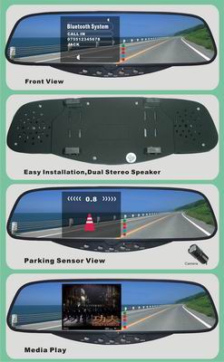 Bluetooth Stereo Handsfree Rearview Mirror With 3.5