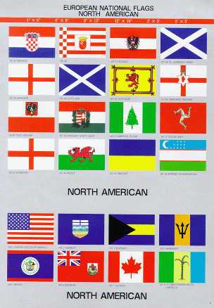 European National Flags And North American Flags