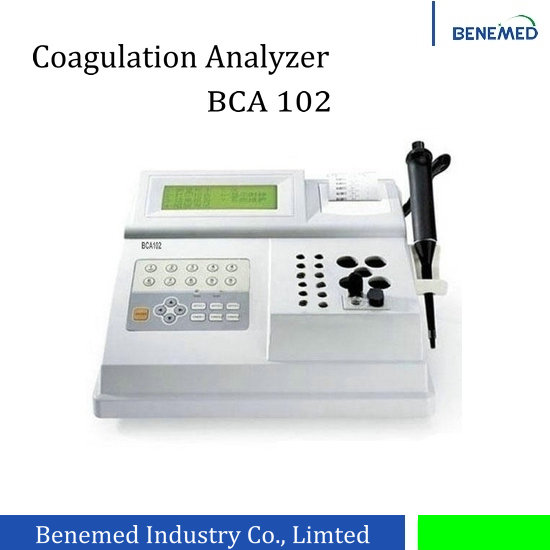 Features:Parameters: PT, APTT, TT, FIB. EtcPrinciple: Clotting, optical methodPrinciple: Clotting, optical methodPrecise electronic pipetteMicro sample volumeAutomatic start at reagent additionThermal printer, auto and manual printSupport LISSpecificationTesting channel:               BCA101:1                                         BCA102:2                                         BCA104:4Display:                                 BCA101: 4.3 inch screen                                         BCA102 and 104:5inch screenCuvette incubation positions:            BCA101:5                                          BCA102:12                                          BCA104:24Reagent incubation positions:            BCA101:2                                          BCA102:5                                          BCA104:6Wavelength:                             LED470nmSample type:                            PlasmaMemory:                                 10,000 results storageSample volume:                          20-40LReagent volume:                         20-40 LEletronic pipette:                         20-200LAvaible dimensions:                      Seconds, ratio,  Percent, g/LIncubation temperature:                  371.0Relative humidity:                        85 PercentPrecision:                                 PT, APTT,FIB5 PercentTT8 Percent                                           (Normal sample)Divation between channels:               5 PercentPower supply:                             AC 100-240V 50/60HzBCA101:                                   2.1kgBCA102:                                   4.5kgBCA104:                                   5.2kg