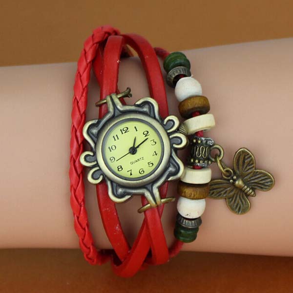Bangle watch with butterfly charms