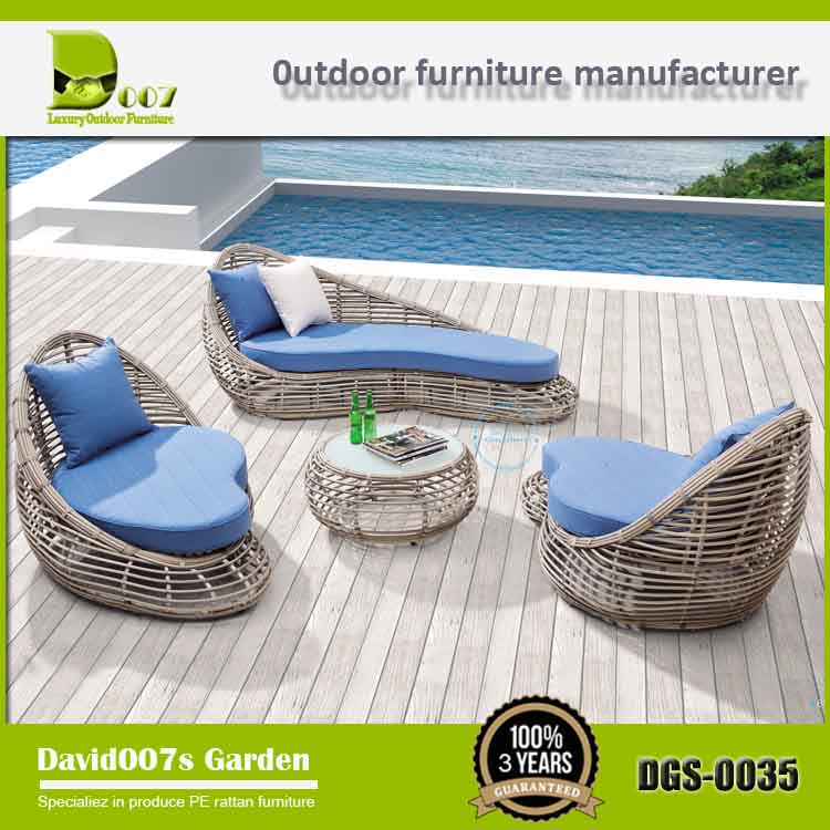 Luxury outdoor furniture garden PE rattan sofa set