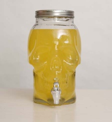 4L SKULL GLASS BEVERAGE DISPENSER WITH LID AND TAP