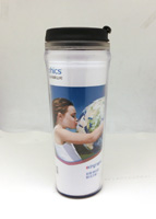 Large double wall plastic promotion customize logo cup with lid