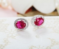 S925 Sterling Silver Platinum Plated Spinel Earring
