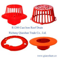 R1200 series Lacquered Cast Iron Deep Sump Roof Drain with A2-C3 Clamp and A2 Body with 2”-8” No-Hub and Push On Outlet