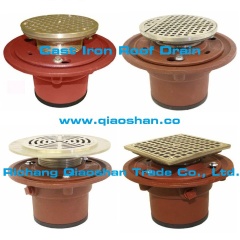 1100 series Cast Iron Floor Drain Body with No-Hub and Push On Outlet with Integral clamping Collar and 1/2
