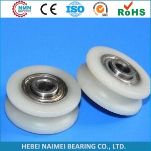 plastic roller bearing pulley with bearing v u groove convex