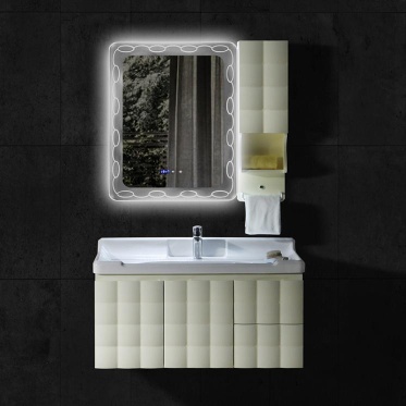 New style environmental protection PVC bathroom cabinets, dark groove style and intelligent mist removing mirror, countertop