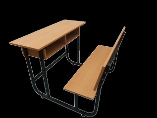 combined double school desk with bench - ZA-KZY-20