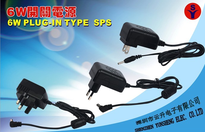 6W AC to DC Adapter  with 100 to 240V Input Voltage, RoHS-approved,UL/CUL, GS/CE, BS/CE, SAA, PSE, KC,CCC