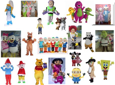 Supply Disney, Toy story, Hello Kitty, Smurfette, Dwarfs, Mickey Mouse, Woody Character, Dora the explorer Cartoon Costumes Mascot!
