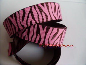 22mm Printed Grosgrain Ribbon,Zebra Print 100yards/roll