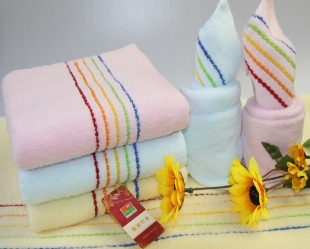 Five Color Stripe Cotton Face Towels