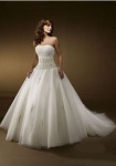 Ball Gown Strapless Beading Organza Wedding Dress