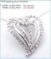 Wholesale fashion heart shape mould design pure clear AAA 925 sterling silver(P3090)