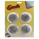 4pcs Silver Tone Stainless Steel Wire Kitchen Pot Household Sponges