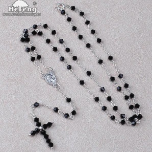 Catholic Black Crystal Rosary, Religious Prayer Rosary