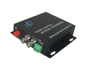 20km CCTV Transmitter and Receiver with 2-channel Video, 1 Return Data, Single-mode and 1 Core Fiber - HD-S2V↑1D↓-T/RF