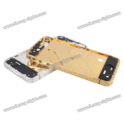 Diamond Edged Electroplating Metal Mid Bezel Frame Plate for iPhone 4S