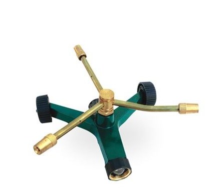 Brass 3-Arm Adjustable Sprinkler with Wheel Base