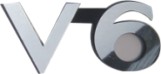 V-6 car emblem