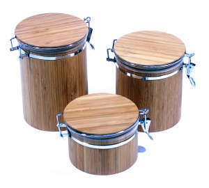 bamboo canister kettle storage box containenr
