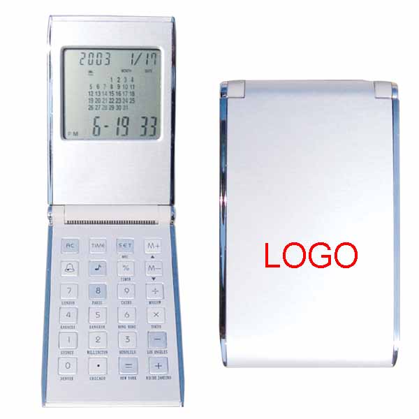 Calculator with calendar, aluminium surface