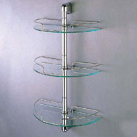 Multipurpose Bathroom Rack in Tempered Glass and Metal Tube Material 