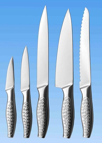5-pc Kitchen Knife Set | All Stainless | Fish Belly Shape Handle with Pattern!!salesprice