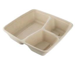 CS1000-3 Compostable Natural Pulp & Bagasse Container | 3 Compartment!!salesprice