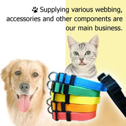 pet jewelries, collars, carries, collar charms, leads, webbing, grooming, I.D tags, etc.
