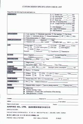 Custom Design Specification Check List