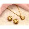 Gold chain with shiny pendant and high-end peral elegant clipped earrings with pearl