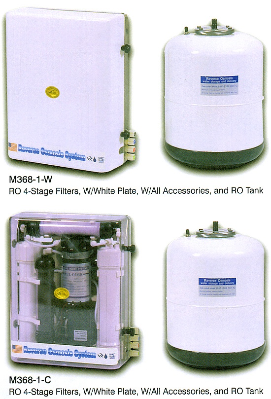 RO 4-Stage Filters, W/White Plate, W/All Accessories, and RO Tank / RO 4-Stage Filters, W/Clear Plate, W/All Accessories, and RO Tank