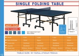 Single Folding Table Tennis Table 
