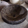 Natural stone basin vessels and sinks