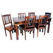 Wd. Dining Set with 6 Dining Chairs