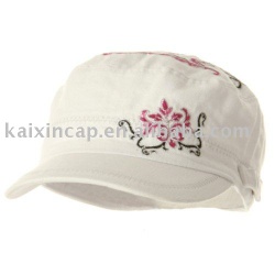 Military Cap With Flower Stitching