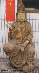Wood Carving Seated Kwan yin/Guan yin Statue
