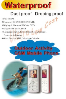 Waterproof GSM mobile phone